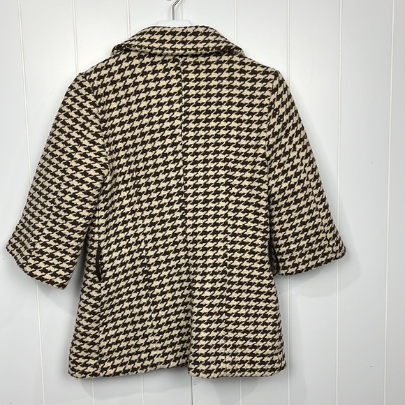 Soia & Kyo Womens Trench Coat Jacket PS Brown & Cream Houndstooth Dbl Breasted - Picture 11 of 16